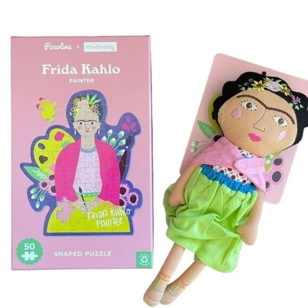Mudpuppy Piccolina Frida Kahlo Painter 50 Pc Puzzle Plush Doll Set New Gift